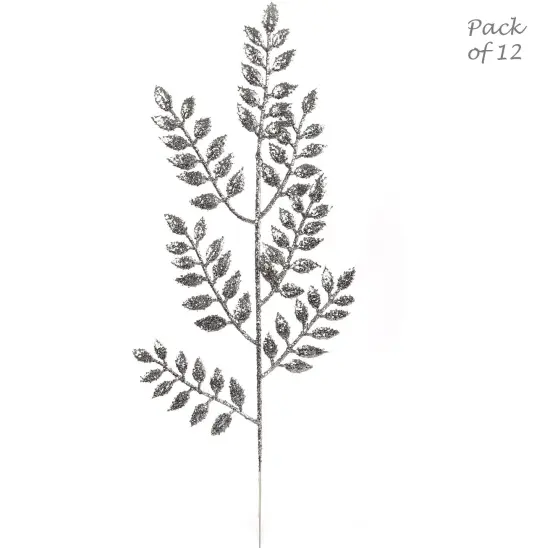 12-Pack: Sparkling Silver Glitter Ash Spray Picks - Elegant Holiday Accents, Ideal for Christmas Decor & Floral Arrangements - Perfect for Home, Office - 2024 Christmas Collection, Floral Home by Artificial Flowers {1}