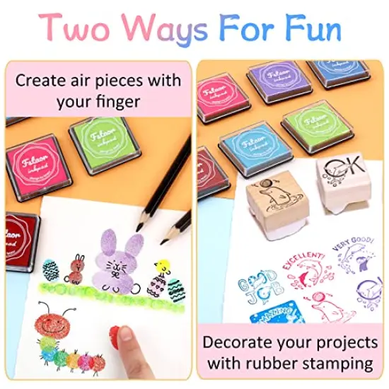 20 Colors Washable Ink Pads for Kids Rubber Stamps, Finger Print Crafts Stamp Pad for Kids, Paper, Scrapbooking, Fabric,Wood (Pack of 20) {5}