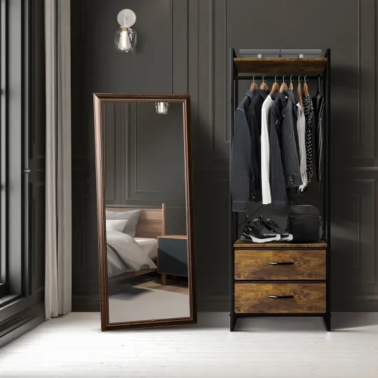 Sorbus Clothing Rack with Drawers - Clothes Stand Dresser - Wood Top, Steel Frame, & Fabric Drawers - Tall Closet Storage Organizer - Garment Rack for Hanging Shirts, Dresses, & Jackets Rustic wood {3}