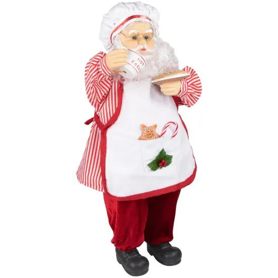 Northlight Animated and Musical Chef Santa Claus With Hot Cocoa and Cookie Christmas Figure - 24" Red {6}