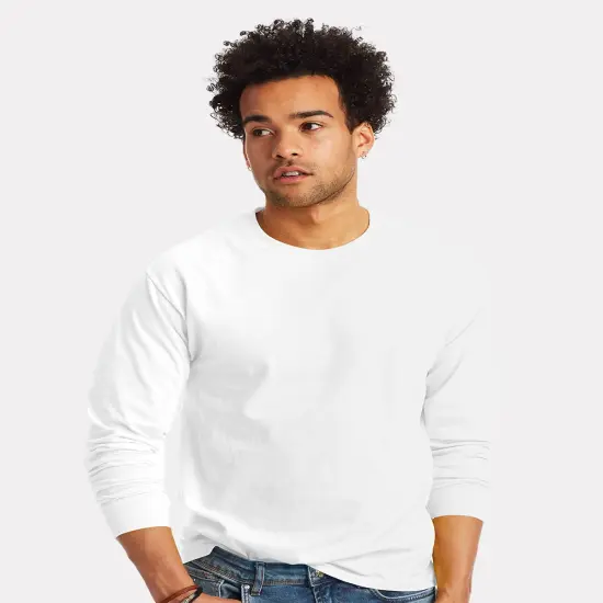 Hanes&reg; Authentic Classic Fit Crewneck Long Sleeve T-Shirt Light steel {3}