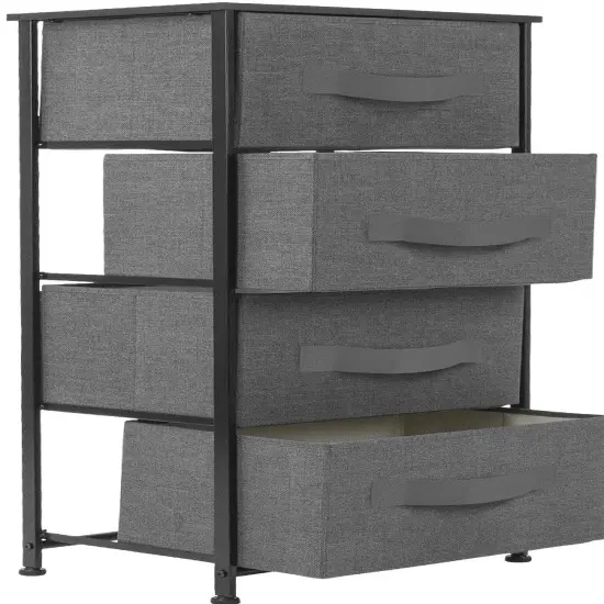Sorbus Dresser with 4 Drawers - Bedside Furniture & Night Stand End Table Dresser with Steel Frame, Wood Top, Easy Pull Fabric Bins for Home, Bedroom Accessories, Office & Dorm Black {4}