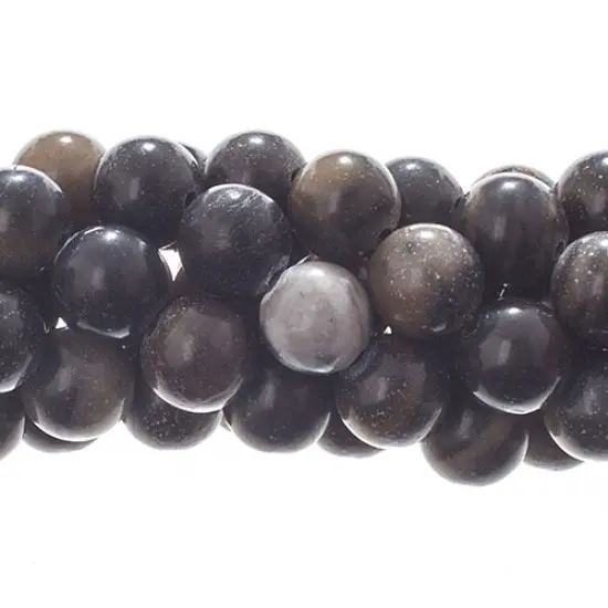 Earth's Jewel Semi-Precious Black Line Natural Round Strung Bead {1}