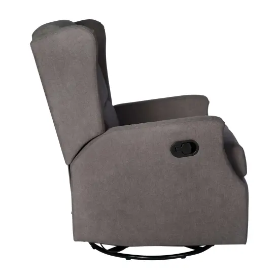 Merrick Lane Abby 3-in-1 Wingback Manual Recliner Rocker Swivel Glider Chair Dark Gray {5}