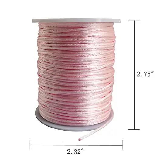1.5mm Nylon Satin Cord Thread Beading String for Macrame Bracelets Chinese Knotting,Necklaces,Jewelry Making 109 Yards (Pink) {3}