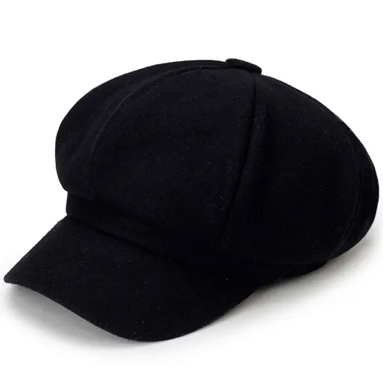 Kitcheniva Cabbie Peaked Beret Cap Black {1}