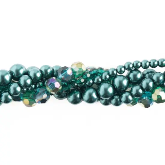 Crystal Lane DIY Teal Hydrangea Twisted Glass & Pearls Beads, 5 Strands {1}
