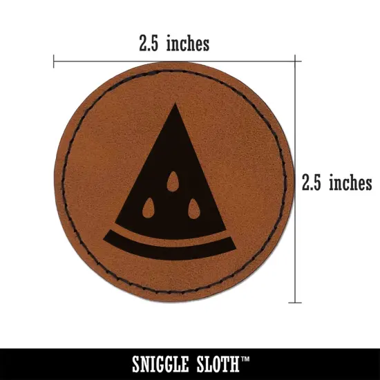 Watermelon Wedge Round Iron-On Engraved Faux Leather Patch Applique - 2.5" Brown {3}