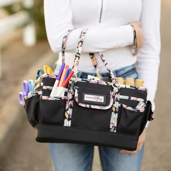 Deluxe Store & Tote Craft Organizer, Black & Floral Trim {4}