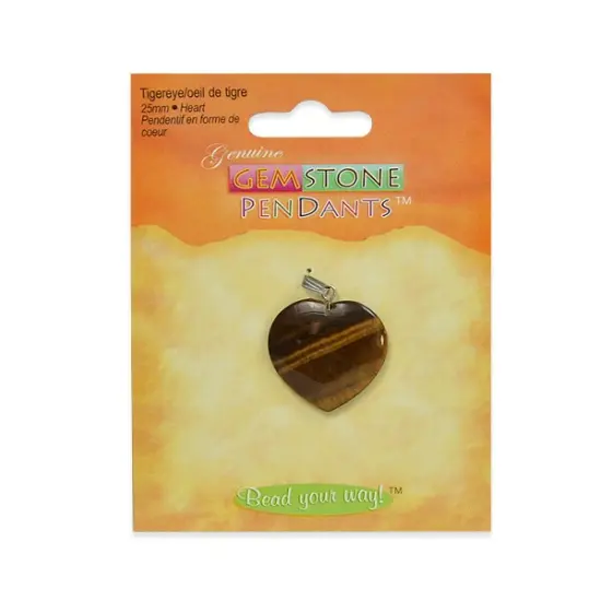 6 Packs of Tiger Eye Heart Pendant {1}