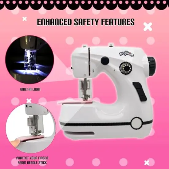 Miraculous Ladybug - Marinette's Mini Sewing Machine For Beginners And Kids, Dual Speed Portable Machine with Miraculous Fabric, Black Mannequin, Superhero Mask Cutouts, And Foot Pedal (Wyncor) {6}