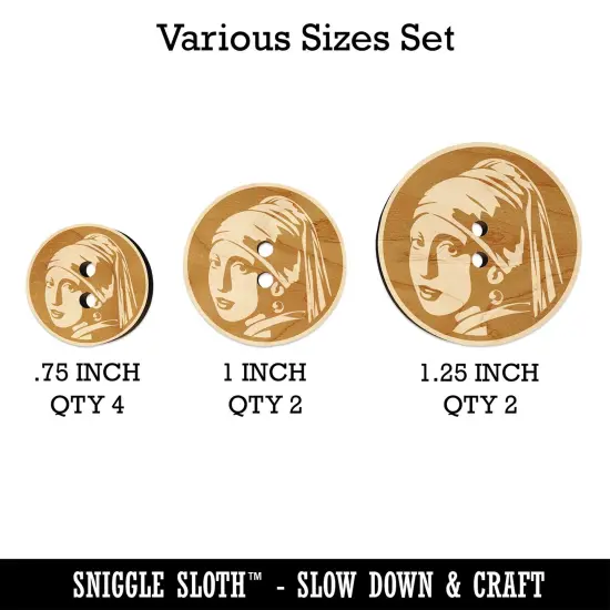 Girl with a Pearl Earring Painting by Johannes Vermeer Wood Buttons for Sewing Knitting Crochet DIY Craft {1}