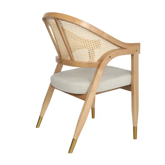 Merrick Lane Bronson Cane Rattan Padded Accent or Dining Chair with Metallic Accented Legs Black {10}