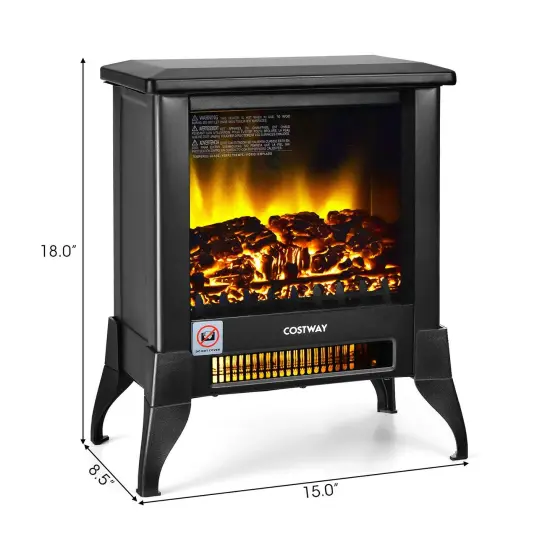 Compact Portable Space Heater with Realistic Flame Effect-Black {4}