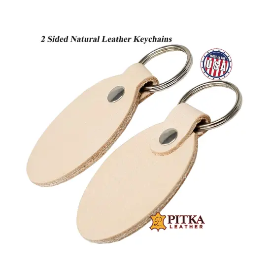 2 Sided Leather Key Chains 10 Pack-Customize it for Promotional Gifts, Fundraising, Events, Wedding - Engrave on Both Sides Natural-oval {3}