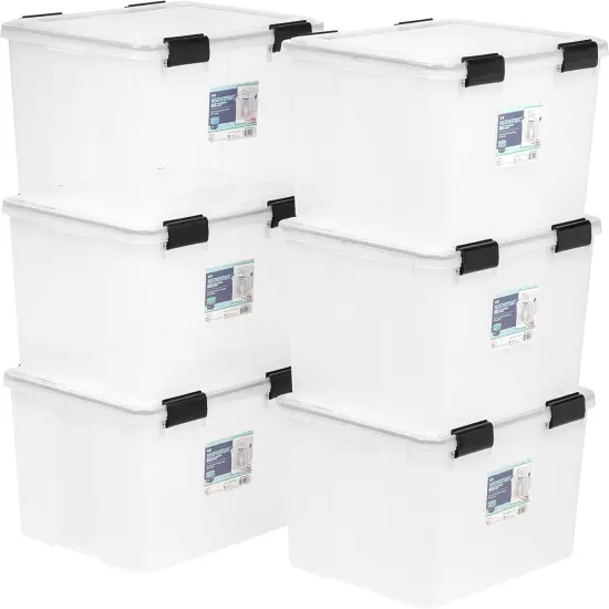 IRIS USA 46.6qt WEATHERPRO Airtight Plastic Storage Bin with Lid and Seal and 4 Secure Latching Buckles {7}