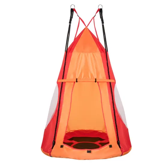 2-in-1 40 Inch Kids Hanging Chair Detachable Swing Tent Set Orange {2}