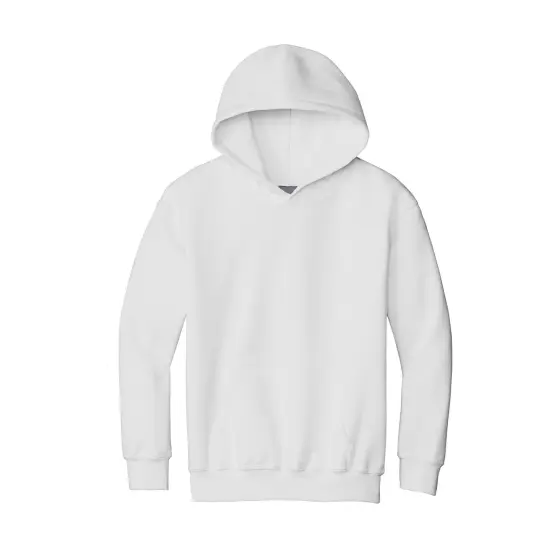 Port & Company&reg; Youth Core Fleece Pullover Hooded Turtle Neck Long Sleeve Sweatshirt White {1}