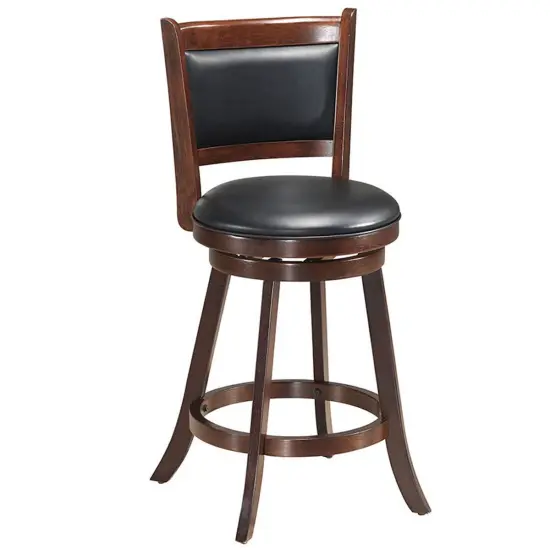 2 Pieces 24 Inches Swivel Counter Stool Dining Chair Upholstered Seat Brown {4}