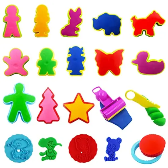 45 Pieces Dough Tools Set for Kids, Various Plastic Molds, Assorted Colors {6}