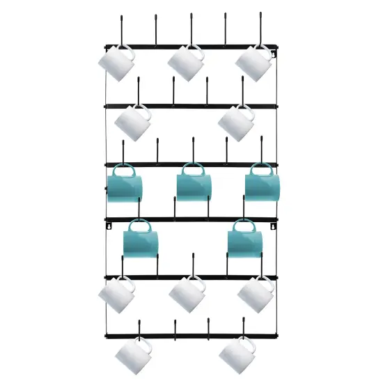 Sorbus Metal Coffee Mug Rack - Large 6 Row Wall Mounted Storage Display For Coffee Mugs, Tea Cups, Mason Jars, and More {1}