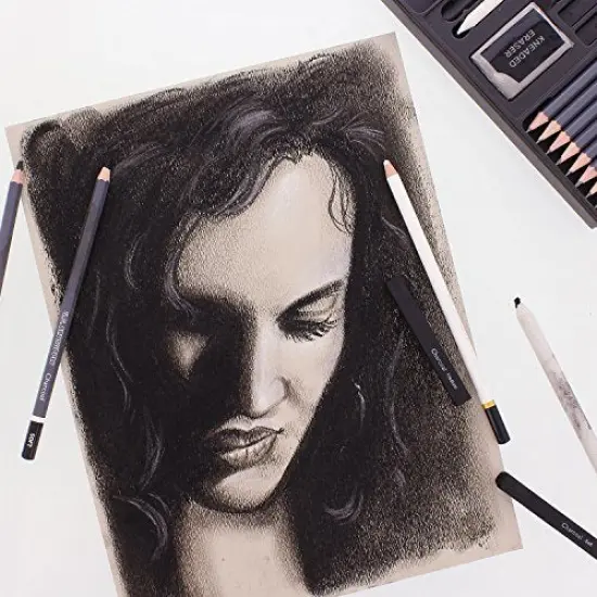 20 Piece Professional Hi-Quality Artist Sketch Set in Hard Storage Case - Sketch & Charcoal Pencils, Pastel, Stumps, Eraser, Sharpeners {3}