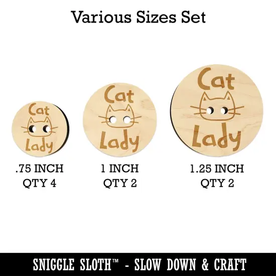 Cat Lady Cuteness Wood Buttons for Sewing Knitting Crochet DIY Craft {1}