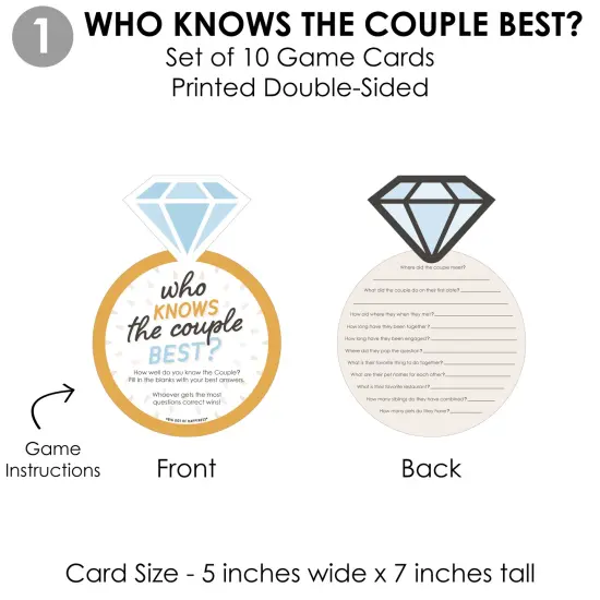 Big Dot of Happiness Just Engaged - Black and White - 4 Engagement Party Games - 10 Cards Each - Gamerific Bundle {6}