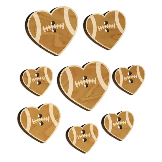 Heart Shaped Football Sports Wood Buttons for Sewing Knitting Crochet DIY Craft {7}