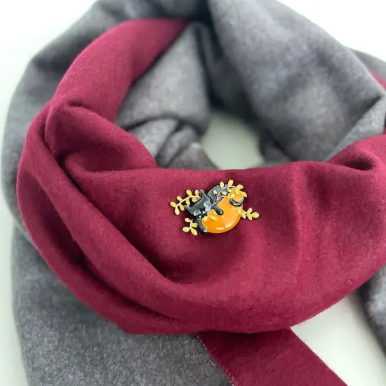 Wrapables Lounging Cats Enamel Brooch Pin, Cat on Plant {6}