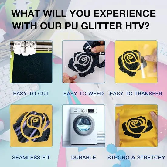 Kitcheniva Glitter Heat Transfer Vinyl Roll Iron On Heat Press Crafts {6}