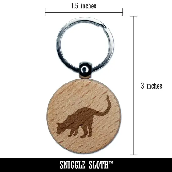 Curious Cat Solid Engraved Wood Round Keychain Tag Charm {2}