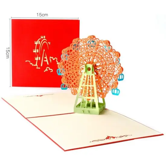 Kitcheniva Thanksgiving Christmas Ferris Wheel Pop Up Greeting 3D Card Gift Orange {1}