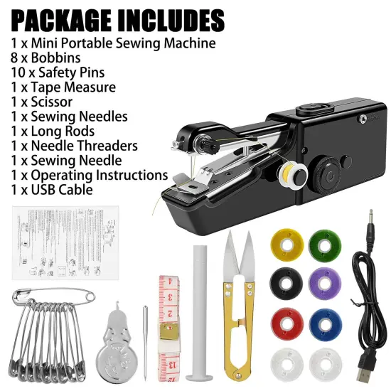 DIY Mini Electric Sewing Machine - Portable Handheld Cordless {2}