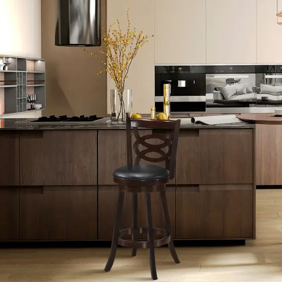 Counter Height Upholstered Espresso Swivel Dining Chair with Cushion Seat {2}