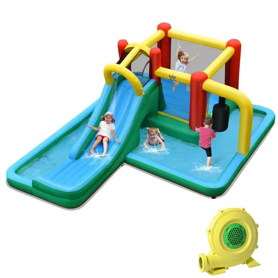 Inflatable Water Slide Climbing Bounce House with Tunnel and Blower {2}