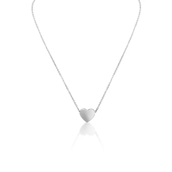 18K PVD Coated Stainless Steel Blank Heart Necklace Black {3}