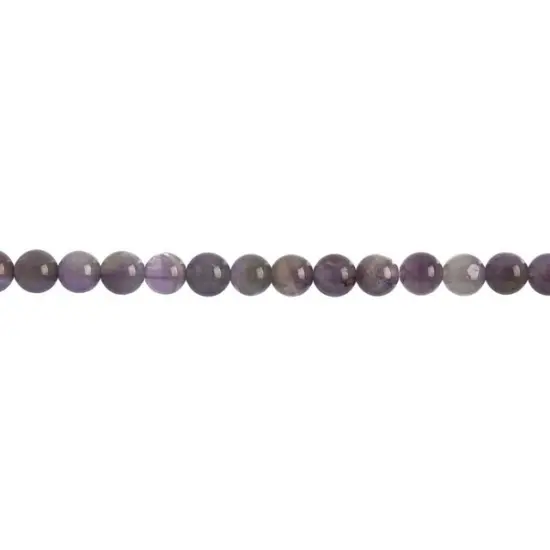 Earth's Jewels Semi-Precious Dogtooth Amethyst Natural Round Beads, 6mm {2}