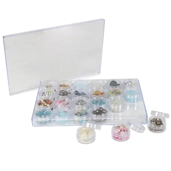 Large Plastic Bead Storage Organizer Box, 24 Jars {2}