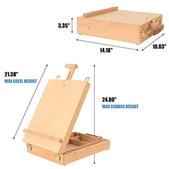 Art Supplies Box Easel Sketchbox Painting Storage Box, Adjust Wood Tabletop Easel for Drawing & Sketching Student (Painting Easel Box) {1}