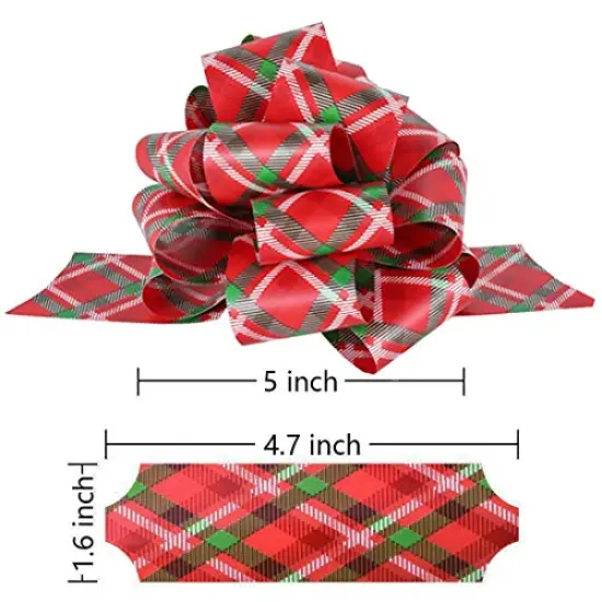 PintreeLand 12PCS Christmas Gift Bows, 5&rdquo; Xmas Wrap Pull Bows with Ribbon Wrapping Accessory for Present, Florist, Bouquet, Basket Decor, Easy to Assemble {6}