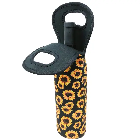 Wrapables Insulated Neoprene Wine Tote, One Bottle / Sunflowers {4}