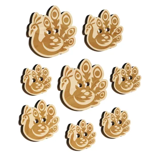 Pretty Peacock Wood Buttons for Sewing Knitting Crochet DIY Craft {7}