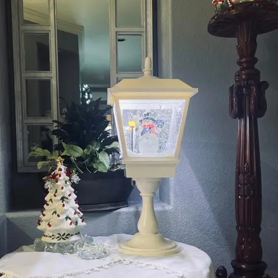 Northlight Lighted Musical Snowing Christmas Street Lamp with Snowman - 25.25" White {3}