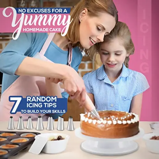 35 PCS Cake Turntable and Leveler-Rotating Cake Stand with Non Slip pad-7 Icing Tips and 20 Bags- Straight & Offset Spatula-3 Scraper Set -EBook-Cake Decorating Supplies Kit -Baking Tools {4}