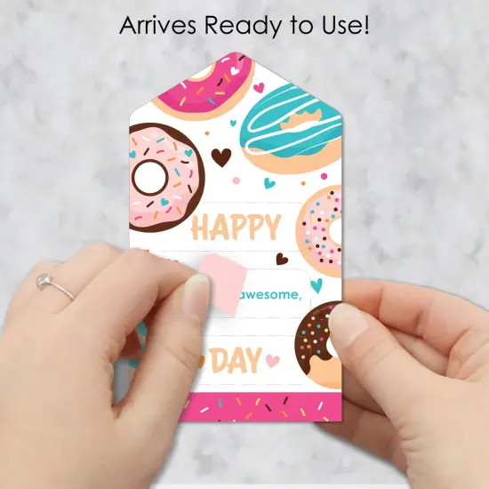 Big Dot of Happiness Donut Worry, Let's Party - Doughnut Cards for Kids - Happy Valentine's Day Pull Tabs - Set of 12 {2}