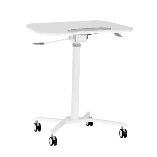 Techni Office Solutions 42.5" White Durable Rolling Adjustable and Tiltable Laptop Cart {6}