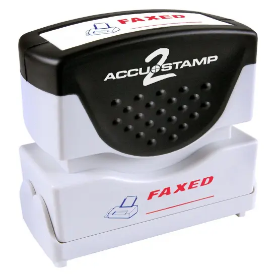 ACCUSTAMP2 Message Stamp, 2-color, Pre-inked, FAXED, 1-5/8" x 1/2" impression size, Red Message with Blue Symbol {1}