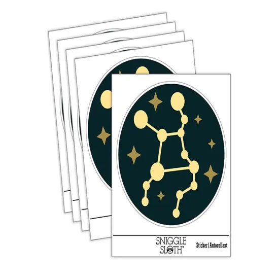 Virgo Zodiac Star Constellations Waterproof Vinyl Phone Tablet Laptop Water Bottle Sticker Set - 5 Pack {1}