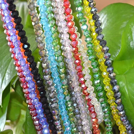 Faceted Glass Crystal Beads1350 Pieces Strands Briolette Rondelle Crystal Beads Spacer for Jewelry Making 15 Colors 6MM {6}